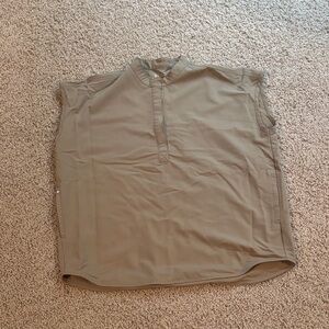 Figs Women's Casual Tan Button Down Shirt